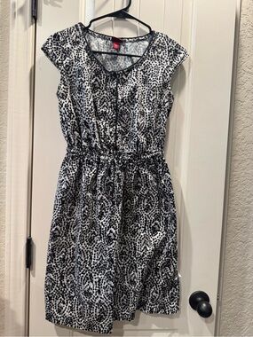 Merona Black and White Print Cinch-Waist Dress
